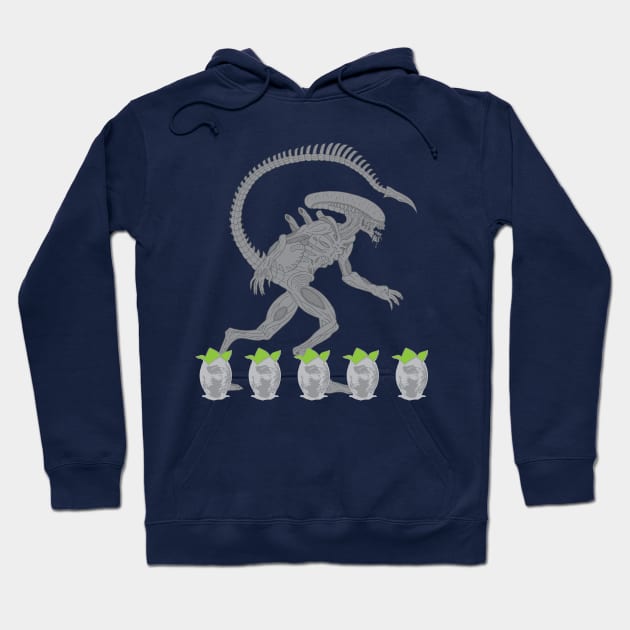 Alien Easter Eggs Hunter Hoodie by Bear Tees